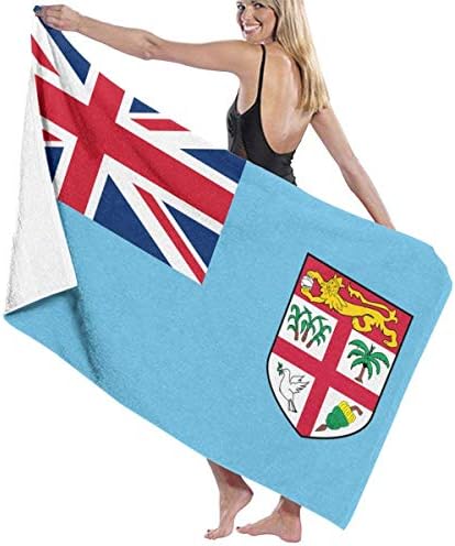 VIMMUCIR Beach Towels for Women Men Fiji Flag Bath Towels Quick Dry Multipurpose Travel Pool Blanket Large 31x51 Inches