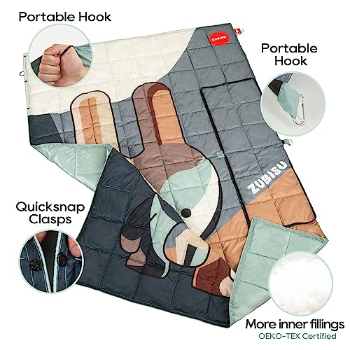 ZUBISU Down Alternative Camping Blanket - Water Resistant, Packable & Warm Outdoor Blanket for Travel, Park, Beach, Hiking & Camping(80