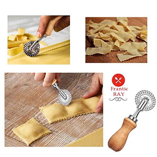 Frantic RAY Wonton Maker Stamp Set, Wooden Handle Moulds And Grooved