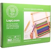 Friendly Loom LapLoom A Wooden Tapestry Loom Weaving Kit for Beginners | Weaving LapLoom Rainbow Wool Weft Yarn and Cotton Warp String with 12"x16" Wooden Loom and Wooden Stick Shuttle Made in USA