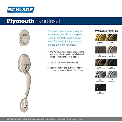 Schlage F60 ADD 622 PLY Addison Front Entry Handleset with Plymouth