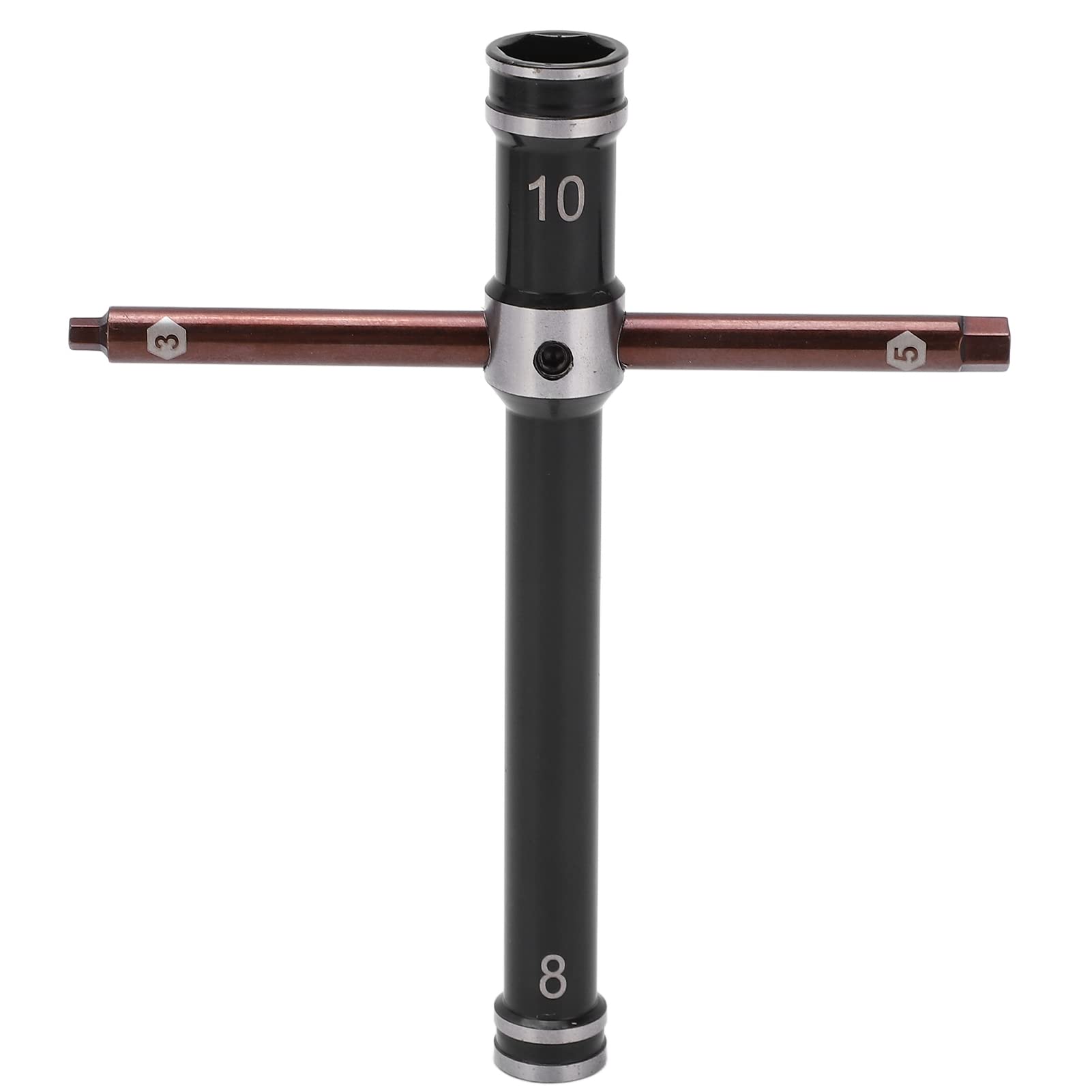 Bnineteenteam RC Socket Spanner, Portable Multifunction Precision Repair Tool, Model Wrench with 8mm 10mm 5mm 3mm Sizes for RC Car Boat Airplane Model Maintenance Enthusiasts