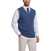Sweater Vest Men - Men's V Neck Cotton Vest,Pullover Cable Knit Vest for Men Fit Business Casual for Fall Winter Layering