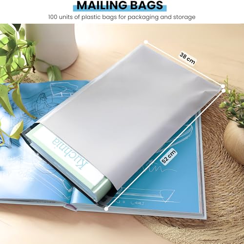 100 Shipping Bags 38 x 52 cm White Plastic Envelopes Opaque Self Adhesive Waterproof and Strong Packaging Envelopes Packaging for Clothes, Books, Shoes and Mailing Packages