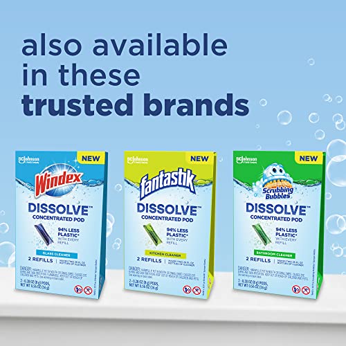 WINDEX DISSOLVE CONCENTRATED PODS, MULTISURFACE CLEANER STARTER KIT CONTAINS 1 REUSABLE BOTTLE, 1 CONCENTRATED DISSOLVABLE POD