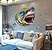 Kathson Removable 3d Cartoon Animation Fierce Shark Art Mural Vinyl Waterproof Wall Stickers