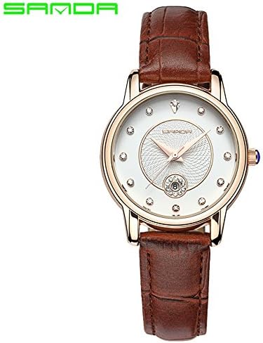 Upxiang SANDA Ribbon Calendar Fashionable Waterproof Leather Belt Diamond Ladies Watch