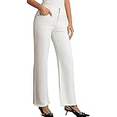 JK SUE JONES Wide Leg Jeans for Women Mid High Waist Straight Leg Boyfriend Mom Denim Pants Frayed Raw Hem