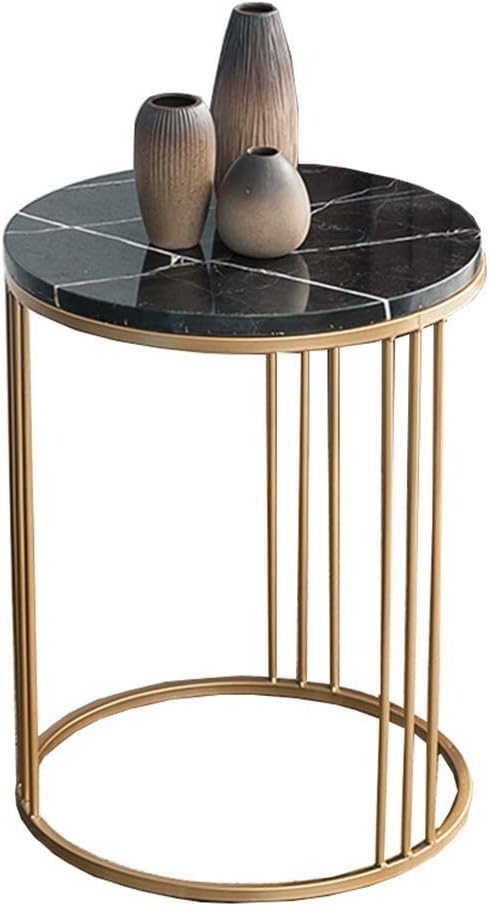 LILISHANGPU Folding Nordic Modern Living Room Marble Round Side End Coffee Table Nightstand - 40 * 55CM Easy To Move (Color : Black)