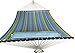 SueSport NEW Hammock Quilted Fabric with Pillow Double Size Spreader Bar Heavy Duty, Blue/Green Pattern