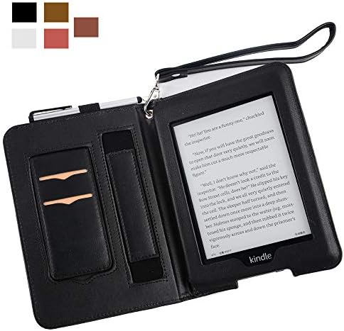 ISeeSee Stand Case Fits Kindle Paperwhite 10th Generation 2018 Only Water-Safe Fabric Cover PU Leather Holding Smart Cover with Auto Wake/Sleep Black