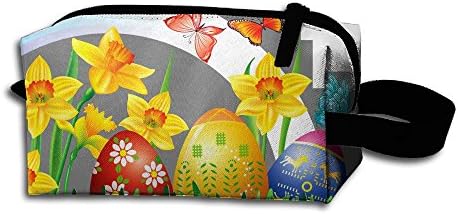 Easter Rainbow Butterfly Rabbit Egg Portable Pencil Bag Coin Purse Pouch Stationery Storage Organizer Case Cosmetic Makeup Brush Holder With Durable Zipper For Students Office