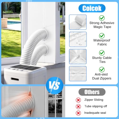 Kit Calfeutrage Climatiseur, kit de calfeutrage pour climatiseur mobile, Coicok 400CM kit calfeutrage clim porte fenetre Fonctionne avec Toutes Les Unités de Climatisation Mobiles et Sèche Linge