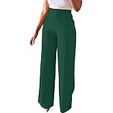Unybwonn Women Wide Leg Dress Pants High Waisted Straight Leg Business Slacks Work Pants Casual Button Down Trousers