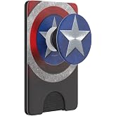 PopSockets Adhesive Phone Wallet with Grip- Captain America | Adhesive PopWallet, 3-5 Cards, Marvel, Captain America, Flag, American, USA