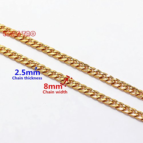 LONG TAO 47" DIY Iron Flat Chain Strap Handbag Chains Accessories Purse Straps Shoulder Cross Body Replacement Straps, with 2pcs Metal Buckles (Gold) - Thumbnail 2