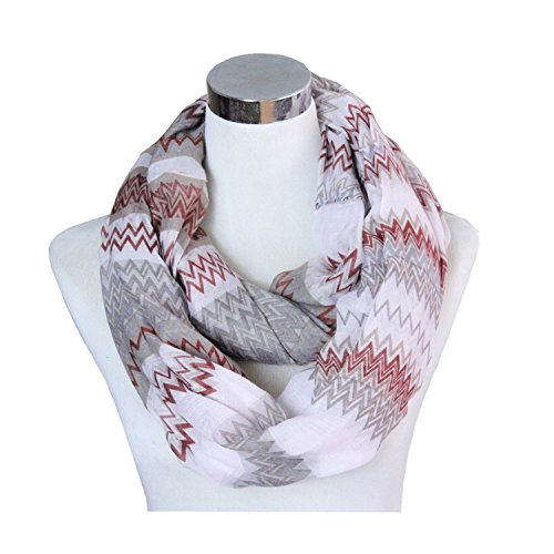 UPC 709889487284, Lucky Leaf Women Large Lightweight Cozy Infinity Loop Scarf Chevron Zig Zag Print (Grey)