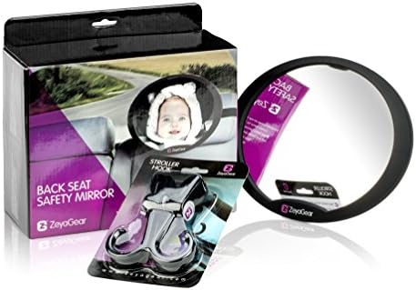 Car Baby Mirror THIS WEEK ONLY AT THIS PRICE - Shatterproof - Back Seat View of Rear Facing Infant — 360 Degree Swivel and Tilt — Ideal Size — Includes: 2x Stroller Hooks