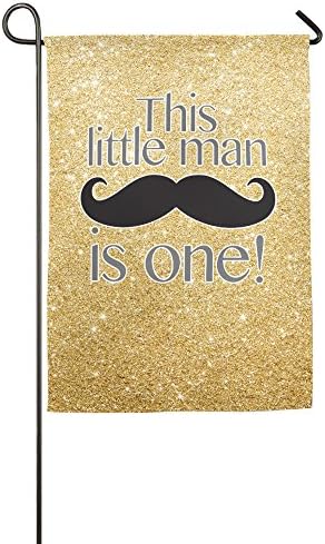 Little Man Moustache Birthday Grey &amp; Black Garden Flag