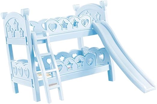 Amazon プリンセスドールベッド 二段 ミニチュア すべり台付き お姫様 寝室アクセサリー プレゼント ブルー 家具 ホビー