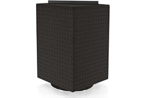Azar Displays 701414-BLK Rotating Stand, Peg Display Carousel, Four Sided Rack for Jewelry, Accessories, or Crafts, Revolving Displays for Retail, Pegboard Organizer, Black, 14"x14"x20"