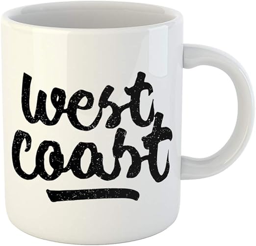 Amazon Com Emvency 11 Ounces Coffee Mug Text West Coast Ink Hand Lettering Modern Brush Phrase Inspiration Graphic Cute Simple Sign Written White Ceramic Glossy Tea Cup With Large C Handle Kitchen Dining