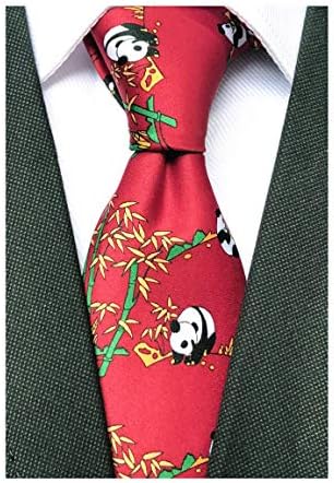 Novelty Patterned Ties for Men Cute Panda Printed Casual Satin Party Handmade Neckties
