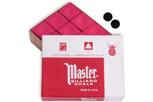 MASTER CHALK Master Billiard Pool Cue Chalk Premium Quality - 1 Dozen - Made in The USA + 2 pcs of Quality Billiard Pool Table Spots by Tweeten Fibre Co.