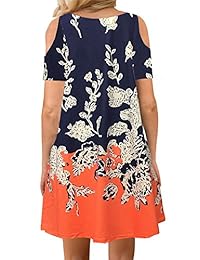 ETCYY Vestido casual, de verano, con abertura en los hombros, con bolsillos, para mujer