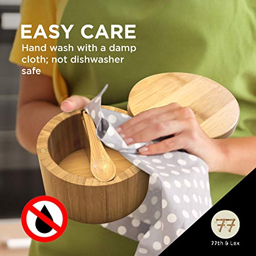 Bamboo Salt and Pepper Box with Swivel Lid and Builtin