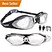 Swim Goggles | Swimming Goggles For Men Women Adults - Best Non Leaking Anti-Fog UV Protection Clear Vision - Free Goggle Case Nose and Ear Plugs Black Mirrored | U-FIT