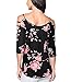 DREAGAL Ladies Sexy Floral Print Cut Out Shoulder Tops Blouse,Black, Medium