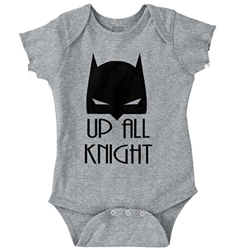 Up All Night Funny Batman Cute Baby Nerd DC Comic Romper Bodysuit