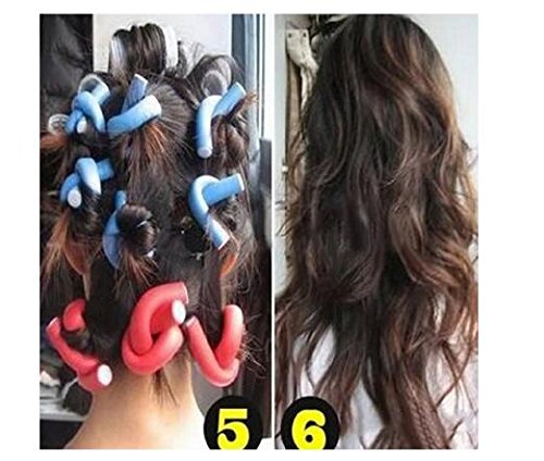 Homegifts Hairstyle Foam Curler Tool Spiral Hair Bendable Foam Curler Rollers 10pieces/pack -Twist Curls Flex Rods- Random Color