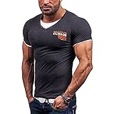 Men Summer Casual Button V Neck Slim Muscle Tops Tee T Shirt Cotton 1995 print