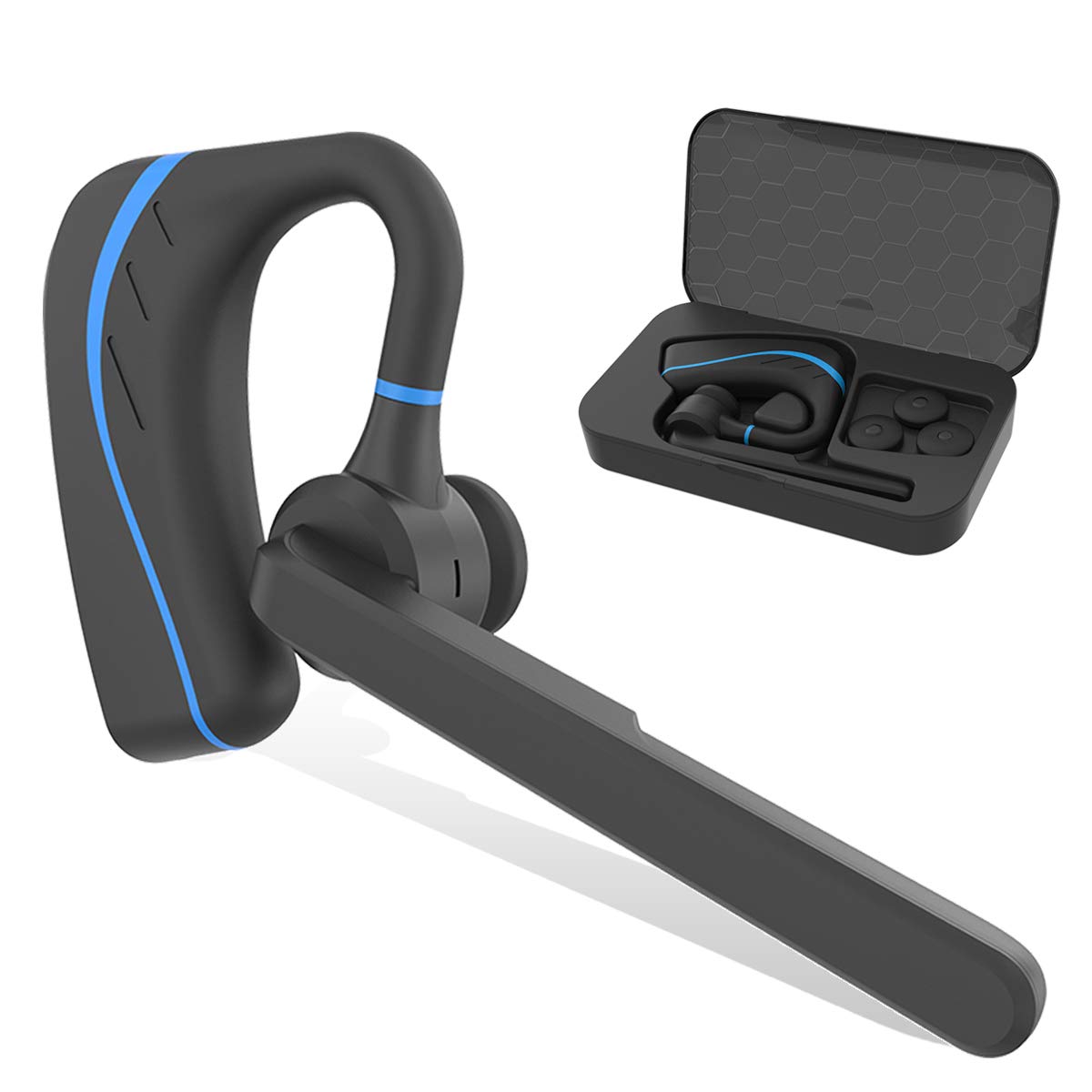 Bluetooth Headset Wireless Earpiece - Ultralight Wireless Bluetooth headset in Earbuds V4.1 w/Mic Noise Cancelling for Business/Office/Driving, Compatible with iPhone, Android Smartphones (Blue)