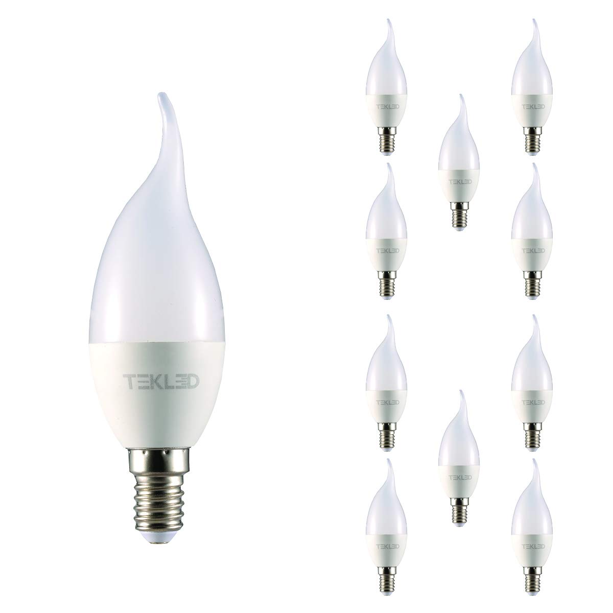 TEKLED® C37 LED Bulbs | Flame Tip Candle E14 Small Edison Screw | Energy Saving 6W Light Bulb 50W Incandescent Bulb Equivalent | 6000K 470 LM NONDIMMABLE | 10-Pack | Daylight