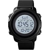 CKE Men's Digital Sports Watch Military Electronic Waterproof Wrist Watches for Men with Stopwatch Alarm LED Backlight (White Dial)