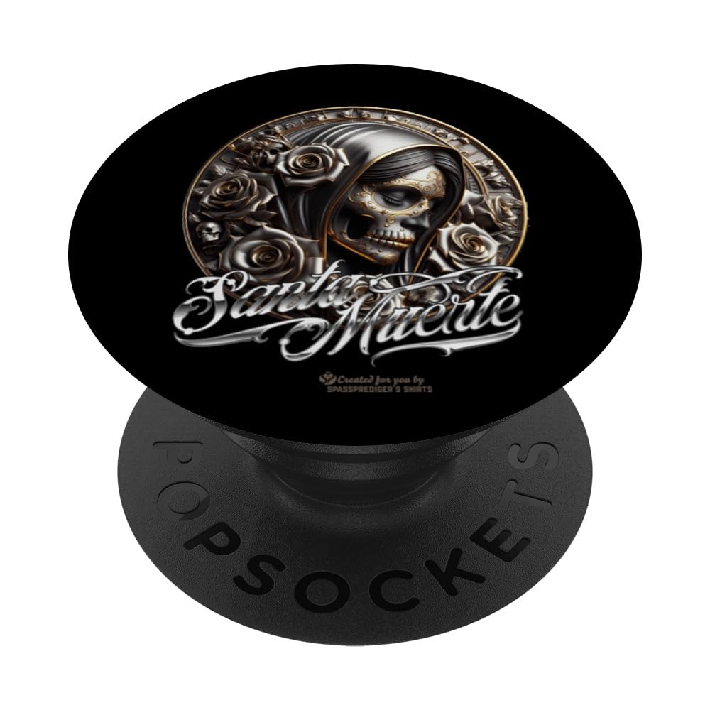 Santa Muerte Design Brushed Steel Look Santa Muerte PopSockets Swappable PopGrip