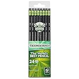 Ticonderoga Pencils, Wood-Cased, Graphite #2 HB Soft, Black, 24-Pack (13926)