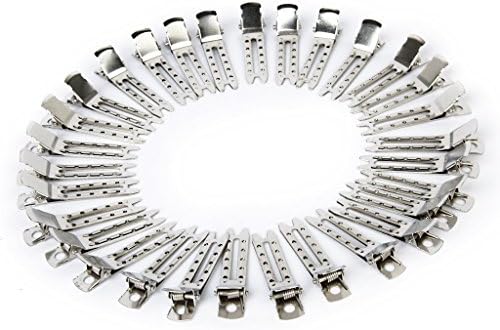 Winrembrandt 50Pcs Double Prong Metal Alligator Clips Hair Bows Silver