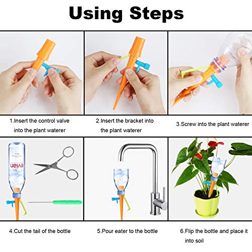 Plant Watering Devices - 12 Pack, Plant Self Watering Spikes, Candywe Plant Waterer with Anti-tilt Bracket & Valve Control Switch,Slow Release Drip Irrigation Watering System for Outdoor Indoor Plants