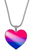Nanafast Heart Rainbow Necklace - Stainless Steel LGBT Rainbow Pride Necklace for Women & Men
