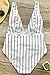 CUPSHE Women's Quiet Elegance Stripe One-Piece Swimsuit Beach Swimwear Bathing Suit (XL)