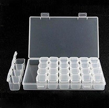 Iyhouse Removable Clear Plastic Box Nail Art Rhinestone 28-Grid Jewelry Diamonds Earrings Beads Necklace Storage Box Display Case