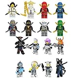 Ninja Movie and Shark mini Figure Building Block Set 16 pc with Accessories for Party Cake or Cupcake Toppers