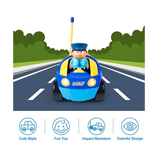SGILE Remote Control Car for Toddlers with Sound and Light, RC Police Car Toys Birthday Gift Present for 18 Month+ Year…