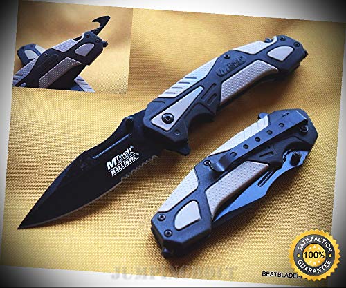 MTECH SPRING ASSISTED RESCUE SHARP KNIFE WITH POCKET CLIP - 4.75 INCH CLOSED - Premium Quality Hunting Very Sharp EMT EDC