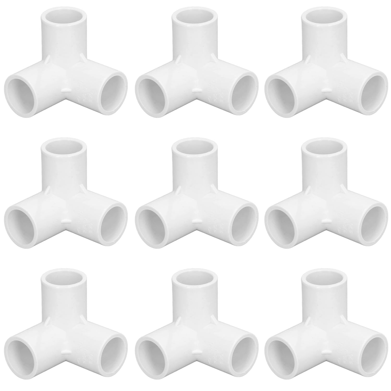 10pcs 3-Way PVC Corner Connectors, DN20 T-Shape 3Way PVC Pipe Fittings Connector Wall Elbows Plastic Right Angle Tee Connector, for Water Pipes, Furniture, Greenhouse Joints (White)