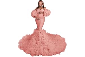 Changuan Puffy Maternity Dress for Photoshoot Tulle Bridal Robes Ruffle Mermaid Baby Shower Dress Pregnancy Gowns